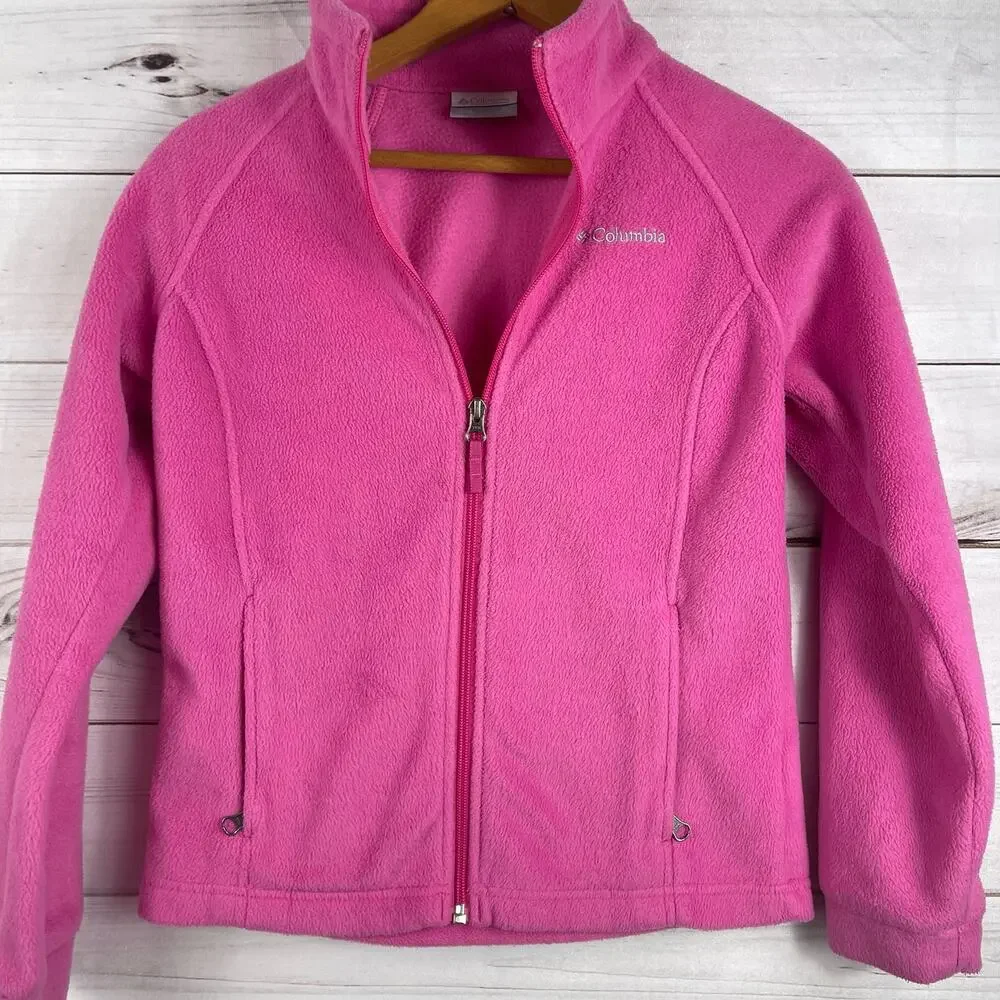 Columbia Pink Fleece Zip Up Jacket Size‎ M 10/12 Girls